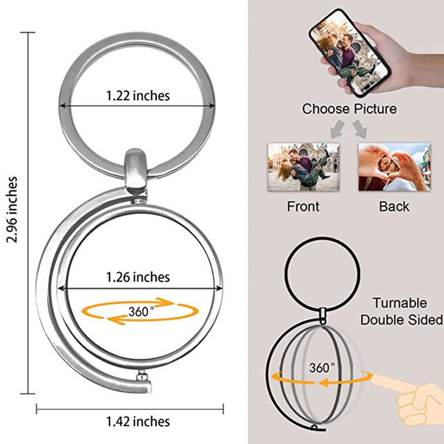 Kundenspezifischer Schlüsselanhänger mit Bild, drehbare, doppelseitige, bunte Foto-Schlüsselanhänger