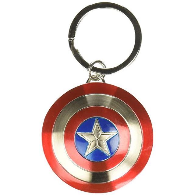Custom Metal Marvel Schlüsselanhänger Captain America Shield Schlüsselanhänger aus Zinn