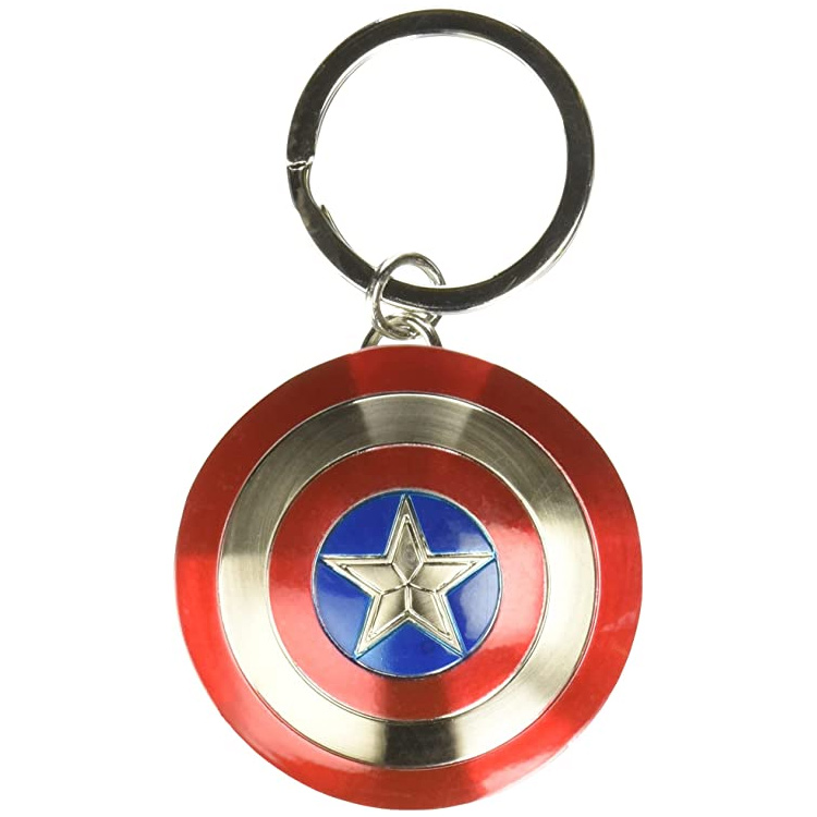 Custom Metal Marvel Schlüsselanhänger Captain America Shield Schlüsselanhänger aus Zinn