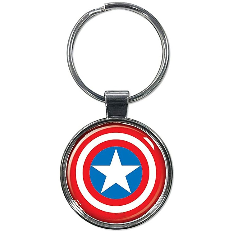 Custom Metal Marvel Schlüsselanhänger Captain America Shield Schlüsselanhänger aus Zinn