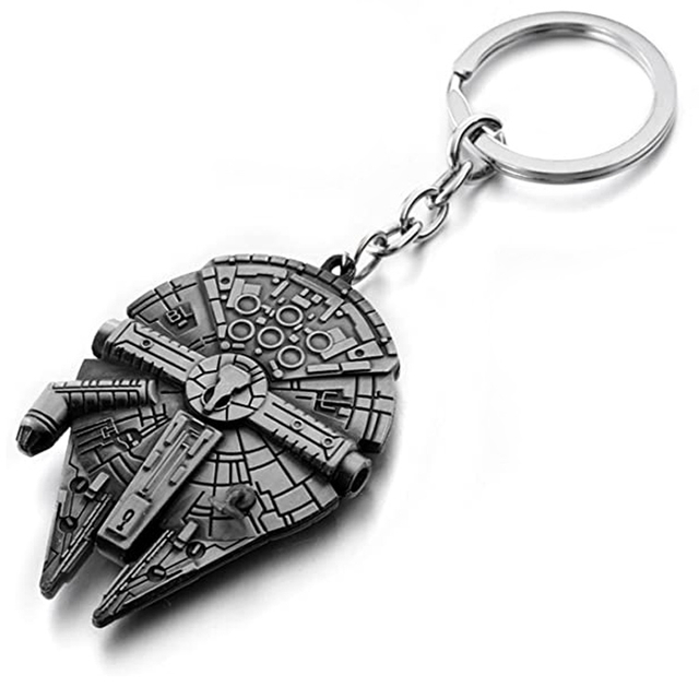 Kundenspezifisches Metall Silber Star Wars Millennium Falcon Schlüsselanhänger Bad Batch Hunter Helm Schlüsselanhänger