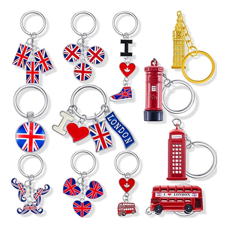 London Souvenir Schlüsselanhänger UK Flag Schlüsselanhänger für britische Geschenke Partydekorationen