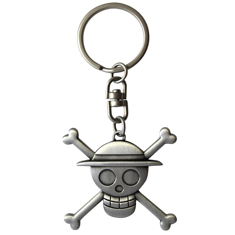 Benutzerdefinierte Schädel Luffy 3D Bronze Metall Schlüsselanhänger Kette Schlüsselanhänger Tag Fob Kette