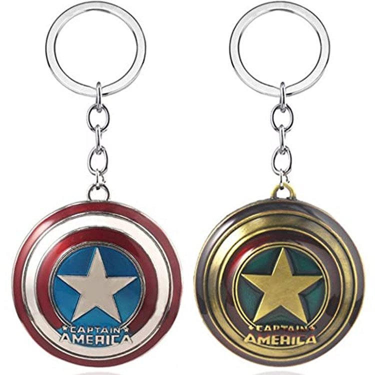 Custom Metal Marvel Schlüsselanhänger Captain America Shield Schlüsselanhänger aus Zinn